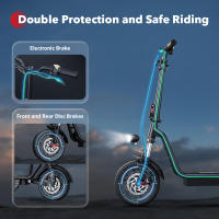 iScooter i12 Patinete eléctrico con asiento y cesta trasera, motor de 500W, batería de 36V 7.5Ah, neumático neumático de 12 pulgadas, velocidad máxima de 25km/h, alcance máximo de 35km, frenos de disco dobles, absorción de impactos doble - details 5