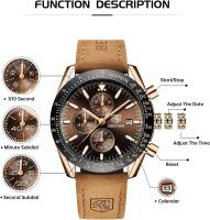 Relojes para Hombre Analógico Movimiento Cuarzo Cronógrafo Impermeable Bright Fashion Casual Reloj de Pulsera Correa de Cuero Elegant Gift para Hombre - details 1