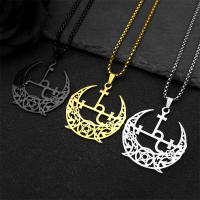 Collar Pendentivo De Luna Tríplice Y Pentagrama Para Hombres Y Mujeres En Acero Inoxidable Color Oro Joyería De Demonio Satán Lilith Para Fiesta - details 7