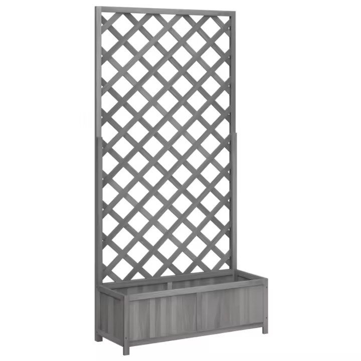 vidaXL Jardinera con enrejado de madera maciza de abeto Color Marrón,  Gris,  Negro y mas - 1