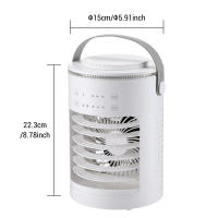 Aire acondicionado portátil, mini enfriador de aire 3 en 1, ventilador silencioso, 3 velocidades, 2 modos de pulverización, 600 ml, con asa, ideal para dormitorio y oficina, anillo de luz ambiental. - details 18