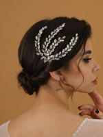 Accesorio Diario Para El Cabello De Mujer En Color Plata Con Hojas De Cristal Headpiece Para Boda Joyería De Cabeza - details 3