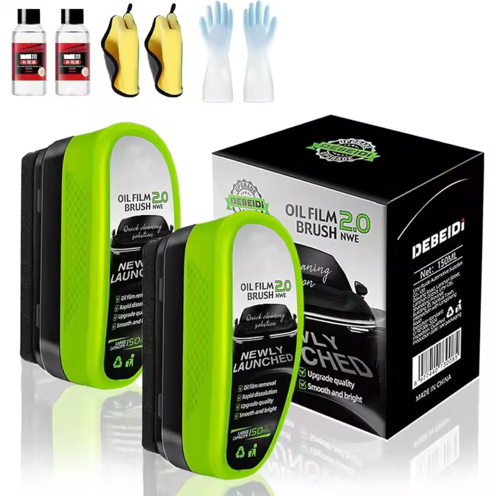 Limpiador de vidrios Jetdryshop mejorado 2025, limpiador de vidrios Boministore, limpiador de parabrisas Clear Vision, potente removedor de película de aceite automotriz con 2 suplementos, para todo tipo de parabrisas de autos (2 unidades) - 1