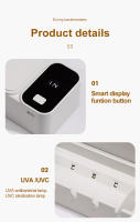 Sterilizador De Cepillo De Dientes UV Recargable Con Soporte De Pared Y Pantalla LED Para Baño Resistente a Perforaciones - details 14