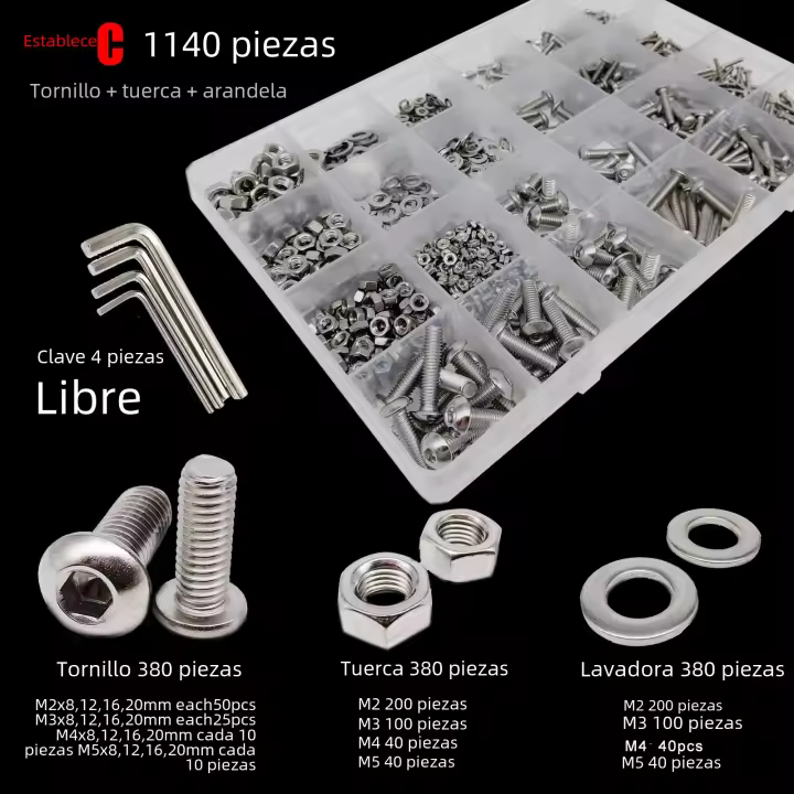Kit De Assortment De Tornillos Y Juntas En Acero Inoxidable 304 M1.6 M2 M2.5 M3 M4 M5 Con Cabeza Redonda Y Bucle Para Metalworking - 1