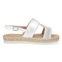 Davinia Shoes Sandalia Plana para Mujer, Comoda, Forrada de Yute, Doble Pala, Talon Abierto, y Cierre de Hebilla, Primavera Verano 2023 Shoes&Blues.es 2FB-2182-Plata - details 1