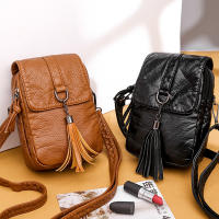 Bolso De Hombro De Cuero PU Con Borla Moda Para Mujer Bolsa Bandolera Casual Con Bolsillo Para Teléfono Móvil - details 12