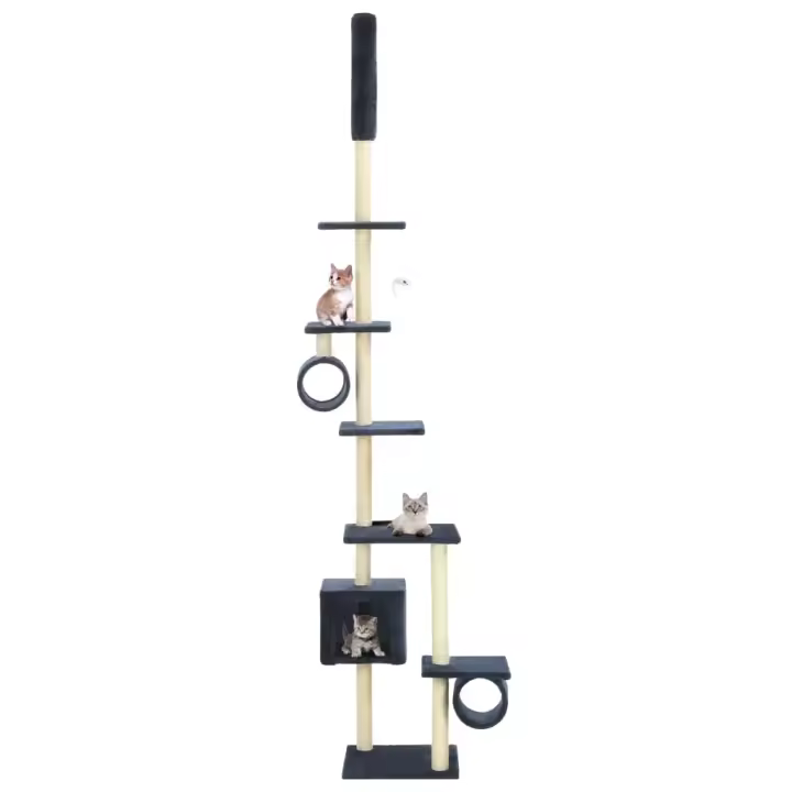 vidaXL Rascador para Gatos con Poste Rascador de Sisal 260cm Mascotas Color Gris,  Azul oscuro,  Beige y mas - 1