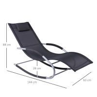 Outsunny Tumbona Mecedora de Jardín con Reposacabezas Reposabrazos Sillón Silla de Exterior Tejido Transpirable y Metal para Playa Patio Terraza 63x144x84 cm - details 2