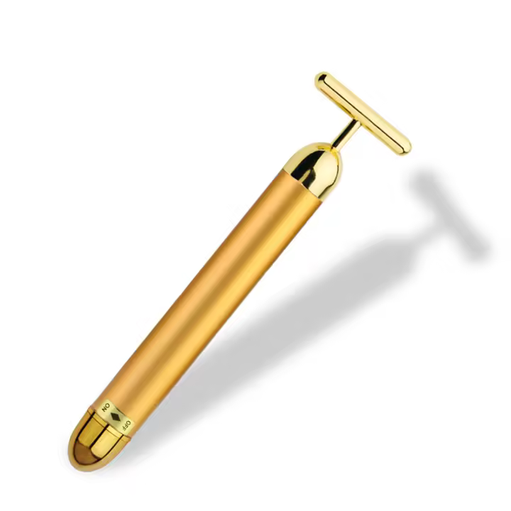 24K Cara Eléctrica Varilla Adelgazante Palo Dorado en Forma de T Masajeador Facial de Elevación y Apriete de La Pelo de Belleza Eléctrica - 1