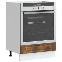 vidaXL Mueble de horno Porto madera reconstituida en color Negro/Marrón roble/Gris hormigón y más | almacenamiento funcional diseño moderno para baño dormitorio sala - details 5