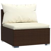 vidaXL Sofá central de jardín con cojines ratán sintético Negro y crema, Marrón y crema, Gris y antracita Conjunto Terraza Muebles Jardín Exterior Juego de Muebles de jardín Mueble Jardín Exterior Muebles de Salon Exterior - details 3