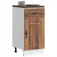vidaXL Mueble bajo de cocina Kalmar de de ingeniería en color Madera antigua/Negro/Roble ahumado y más | almacenamiento funcional diseño moderno para baño dormitorio sala - details 0