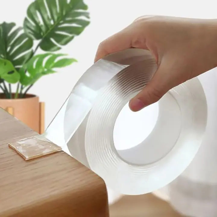 Cinta Adhesiva Doble Cara Nano Impermeable Y Resistente Al Calor Para Decoración De Baño Y Hogar Translúcida Reutilizable En Tamaños De 1M/2M/3M/5M - 1