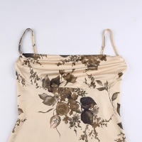 Vestido De Encaje Vintage CIBBAR Y2k Para Mujer Sin Mangas Estampado Floral Elegante Y Elegante De Verano Con Cinturón Acolchado Largo - details 5