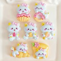 10Pcs Cabos De Resina De Gato Con Diseño De Pastel Lindo Y Nuevos Para Manualidades De Scrapbooking Y Joyería DIY Accesorios De Decoración - details 0
