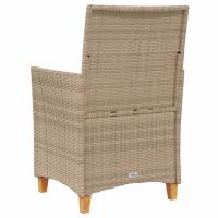 vidaXL Sillas de jardín con cojín 2 uds ratán PE beige y madera acacia - details 5