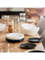 STARLEY - Set de 12 piezas - Elegante juego de platos negros: Plato hondo 23,5 cm, Plato llano 25 cm y Plato de postre 19 cm. ¡Estilo y calidad para tu mesa! - details 1