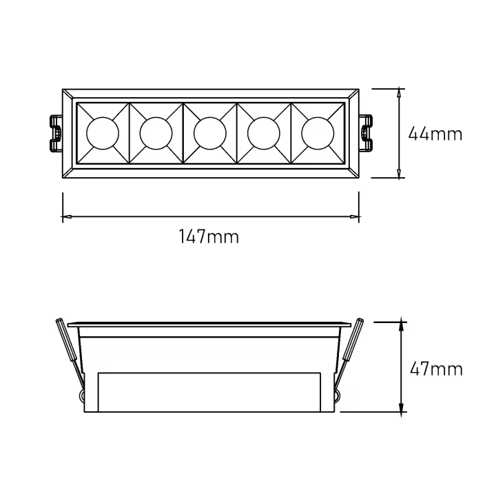 Ledkia Foco Lineal LED 7W Empotrable Batyo CRI90 Corte 140x35 mm 3000K Blanco / Negro Blanco Cálido - 1