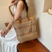 Bolso De Hombro De Paja Para Mujer De Verano De Alta Calidad Bolso De Viaje Hecho a Mano Gran Capacidad De Bolsas De Playa Estilo De Cesta Con Cierre De Cremallera - details 10
