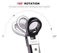 Juego De Llaves De Eje Interchangeable Portátil Con Cabeza De Apretar Ratchete Rotativa 180° Llave De Torque Flexible Desmontable De Acero Cr-V - details 2