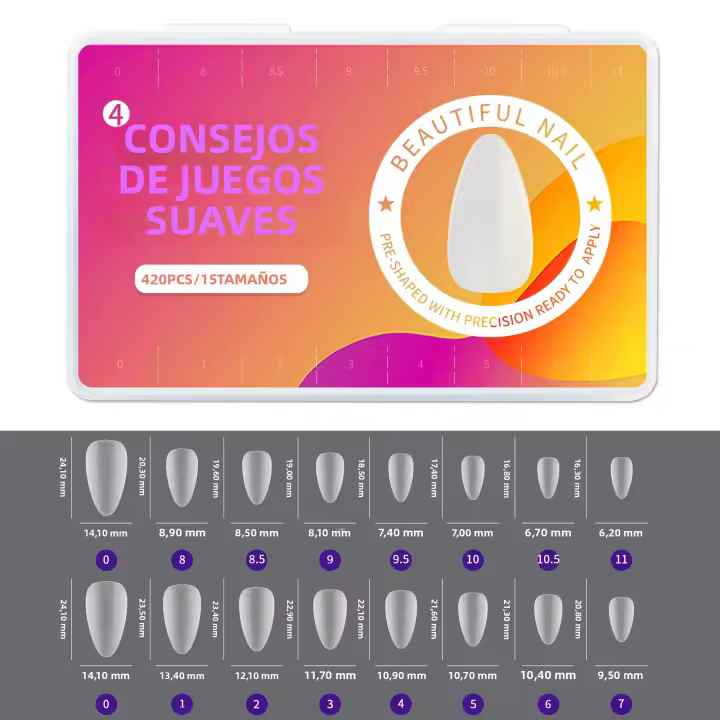 420pcs Uñas Postizas De Artesanía Press on En Mate Y Transparente Cubierta Completa Uñas Postizas Cuadradas Y De Alerza Cortas Para Extensión De Manicura - 1