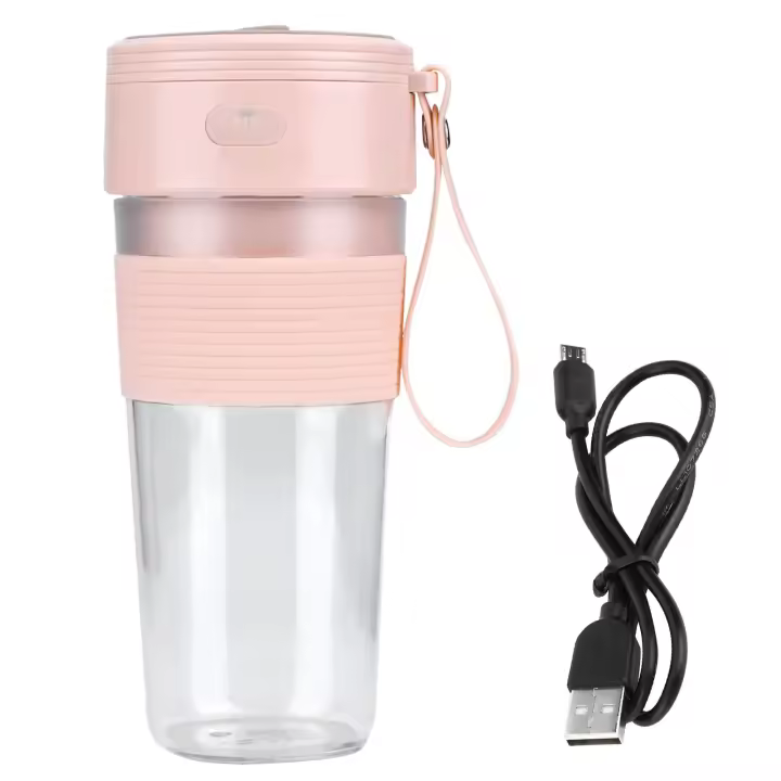 Mini exprimidor portátil de frutas recargable por USB de 300 ml, licuadora para el hogar, La Oficina, Viajes al Aire Libre, rose color - 1