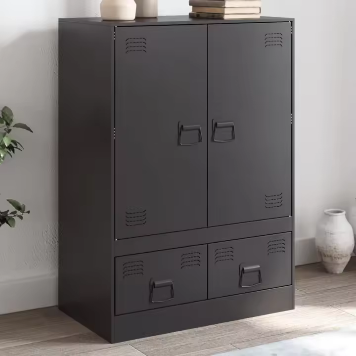 vidaXL Aparador de acero negro 67x39x95 cm - 1