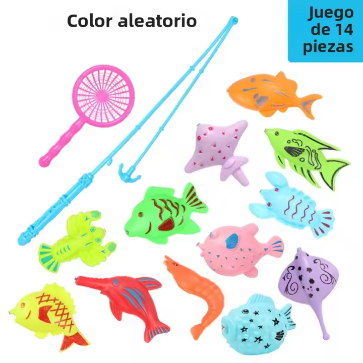 Juego De Pesca Magnético 14/16/40 Piezas Inflable Piscina Juego De Fiesta Modelo Juguete Ideal Para Verano Exterior Color Aleatorio - 1