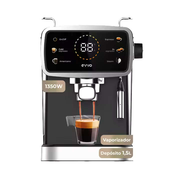 EVVO Cafetera Express Intensa 30, panel táctil a color, 20 bares de presion, Espressos y Capuccinos, 1350W, Depósito de 1,5 l - 1