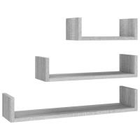 vidaXL Estantes de pared 3 piezas madera contrachapada Blanco, Negro, Gris Mueble Almacenaje Estantería para Oficina, Estudio, Dormitorio Estantería/Librería/ mueble de Almacenamiento - details 2