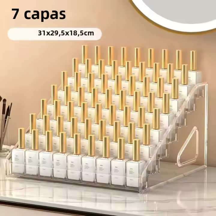Exhibidor De Maquillaje Acrílico Transparente Multicapa 3/5/7 Estante De Almacenamiento Para Esmaltes De Uñas Y Joyas Organizador Simple Montaje Fácil - 1