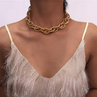Collar Punk De Alta Calidad Con Cerradura Y Colgante Para Mujer Y Hombre Color Oro Cadena Gruesa Y Statement Estilo Steampunk - details 1