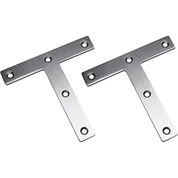 Placa de reparación en forma de T de 120 x 120 mm, soportes de esquina de acero inoxidable, soportes angulares, placa de reparación plana de alta resistencia para unir soportes de fijación (paquete de 10) - 1