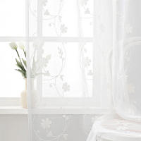 Cortinas Blancas De Encaje Con Bordado Floral Para Sala De Estar Y Dormitorio Ventanas Translúcidas Decoración Hogar Cortina De Voile Moderna Sin Aislamiento Solar - details 2