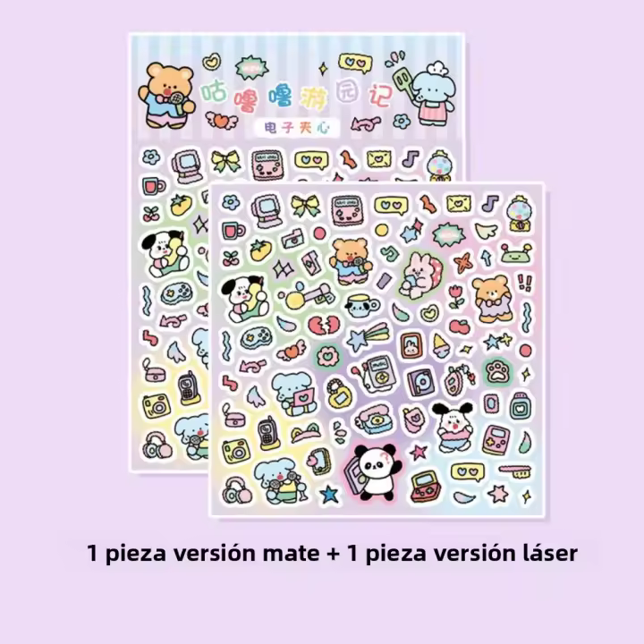 Kit De 2 Pcs De Pegatinas De Tarjeta Kawaii DIY Con Soporte De Animal De Dibujos Animados Decoración Para Cuaderno Suministros De Papelería Para Niños Mayores De 6 Años - 1