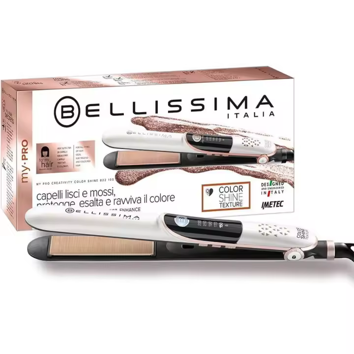 Bellissima Creativity Color Shine B22 100 - Plancha para Cabello Teñido, Revestimiento Protector Color Shine, Placas Basculantes, Temperatura Regulable 150-230°C - 1