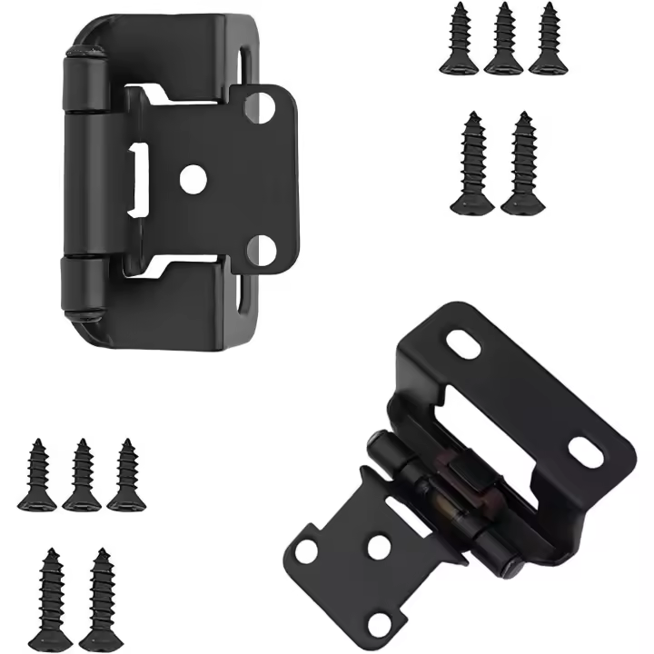Qrity-Bisagra de Gabinete de cocina de envoltura semi Paquete de 1/2 pulgadas, bisagra de gabinete para Puertas de gabinets de Baño de Cocina, color Negro - 1