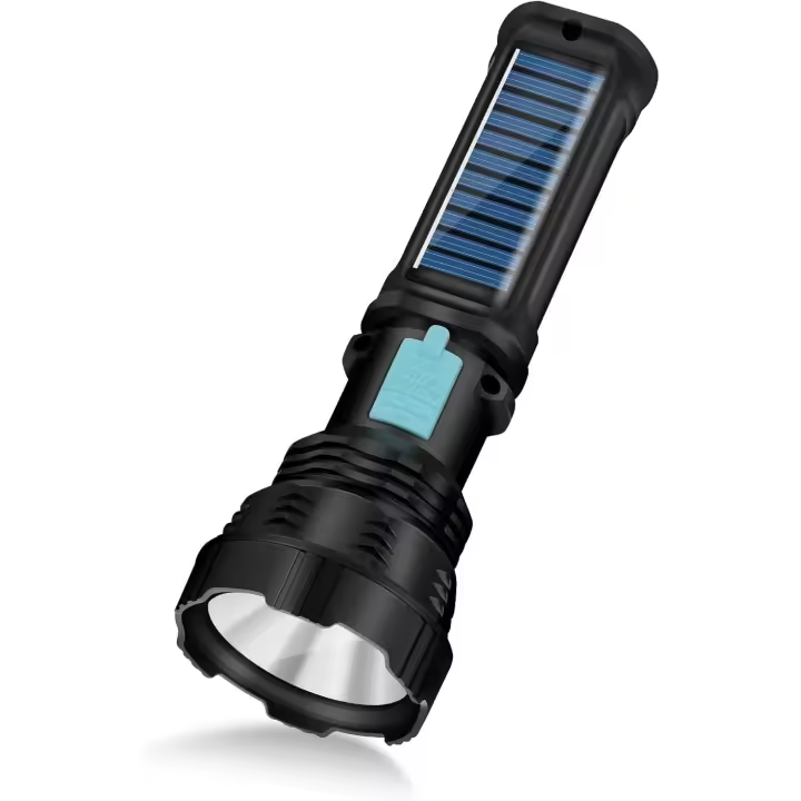 Linterna solar LED, linternas recargables portátiles solares LED de 1500 lúmenes con IP65 a prueba de agua, batería de 2000 mAh (paquete de 1) - 1