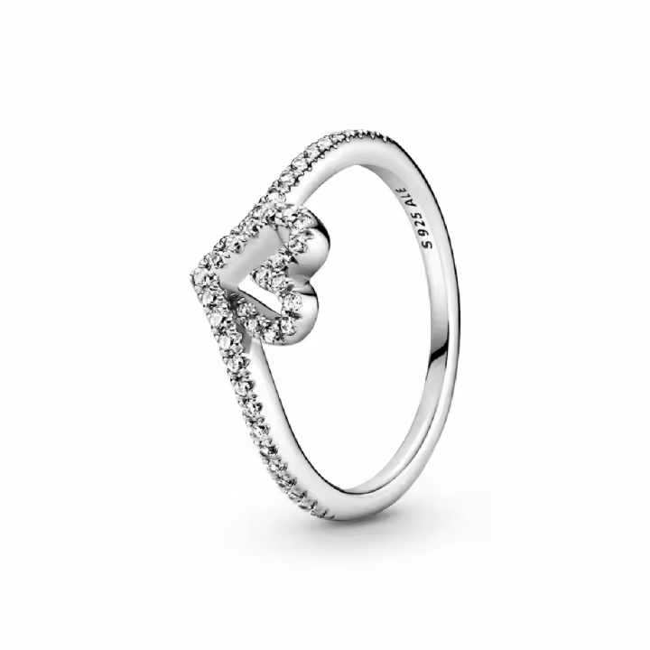 Anillo Pandora Plata Corazón Espumoso Brillante - 1