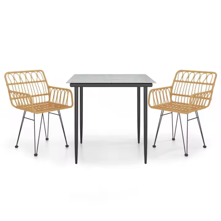 vidaXL Juego de comedor de jardín 3 piezas ratán sintético - 1