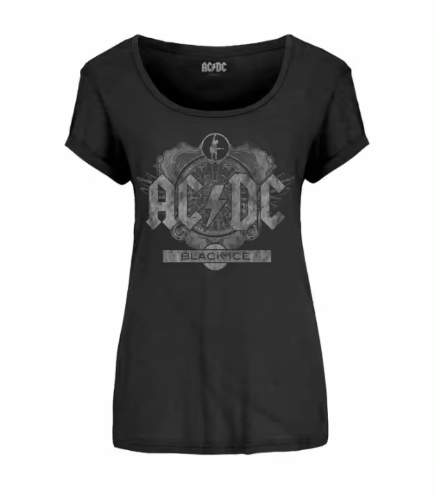 ACDC Black Ice Camiseta chica Licencia Oficial Manga Corta ladies RockOff ACDCTS40LB - 1
