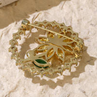Broche De Flor Dorada Con Zirconia Joyería De Novia Lujo Accesorios Para Mujer Regalos Para Damas De Honor Adornos Elegantes Para Bodas - details 19