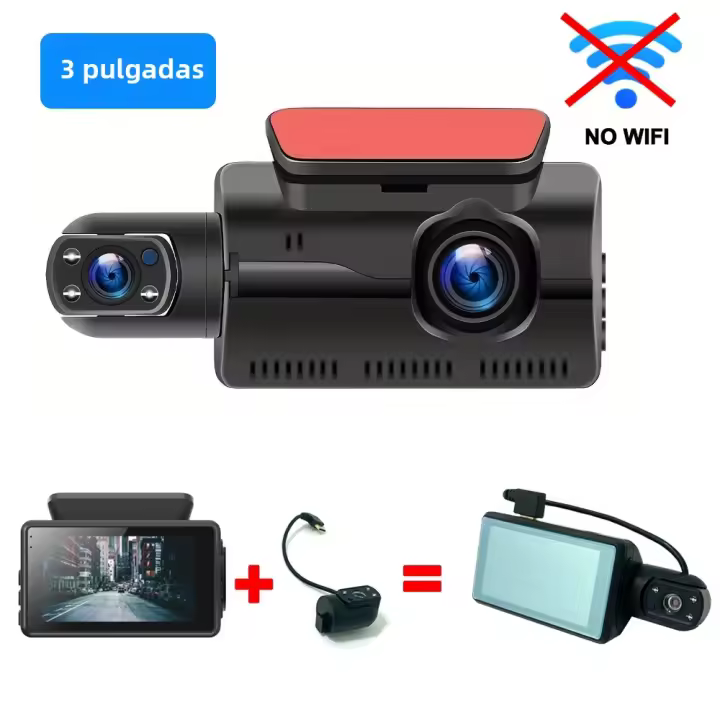 Cámara De Coche 1080P Con WiFi Y Doble Lente 3 Pulgadas Grabadora De Video Ciclo De Repetición Sensor G Monitoreo De Movimiento Para Black Box Accesorios De Vehículo - 1