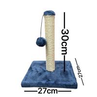 Poste rascador con bola 30/40 cm| Poste Rascador para Gatos Grandes en Yute y Tela Resistente con Pompón | Torre Gatos Diseño Moderno Color Azul y Beige | Base Estable de 27x27/30x30 cm | Gatos - details 1
