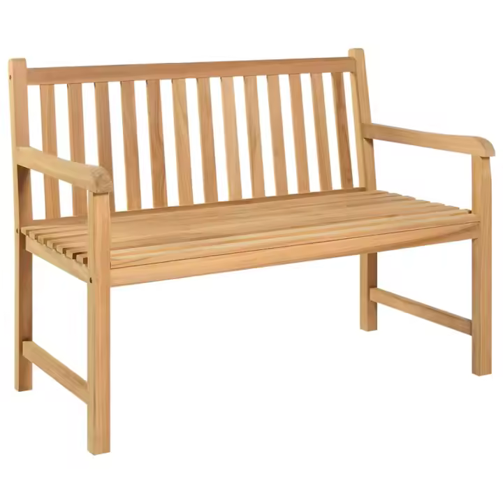 vidaXL Banco de jardín de madera maciza de teca 114 cm - 1