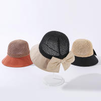 Sombrero De Verano Para Mujer COKK Tejido Al Hilo Transpirable Plegable Protección Solar Con Lazo Sombrilla Estilo Coreano Para Playa Viajes - details 4