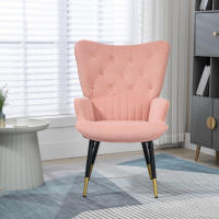 HOMCOM Sillón Individual Sillón Orejero Butaca de Salón Tapizado en Terciopelo con Respaldo Alto Reposabrazos y Patas de Acero Estilo Moderno 68x72x103 cm - details 6