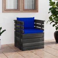 vidaXL Sillón de jardín con cojines madera de pino en color Rojo/Antracita/Taupé y más | acolchados duraderos para sofás de jardín terraza exterior - details 4