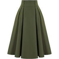 ZANZEA Falda Larga Sólida Para Mujer Vintage Cintura Alta Plisada Estilo Verano Primavera A-line Con Botones Maxi Faldas Formales Polyester - details 3